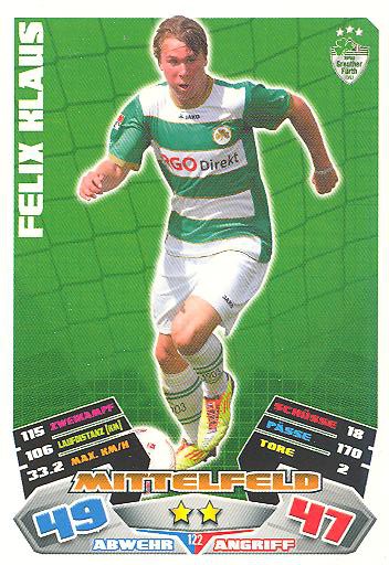 Match Attax 12/13 - Felix Klaus - Greuther Fürth - Nr. 122