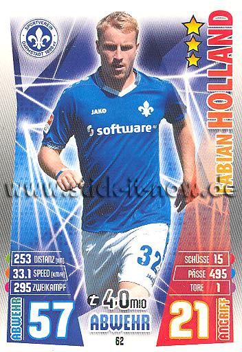 Match Attax 15/16 - Fabian HOLLAND - SV Darmstadt 98 - Nr. 62