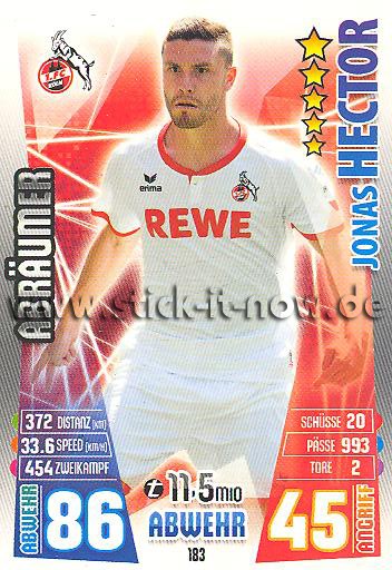 Match Attax 15/16 - Jonas HECTOR - 1. FC Köln - Nr. 183