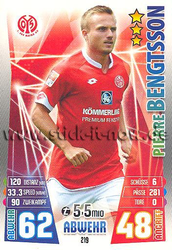 Match Attax 15/16 - Pierre BENGTSSON - FSV Mainz 05 - Nr. 219