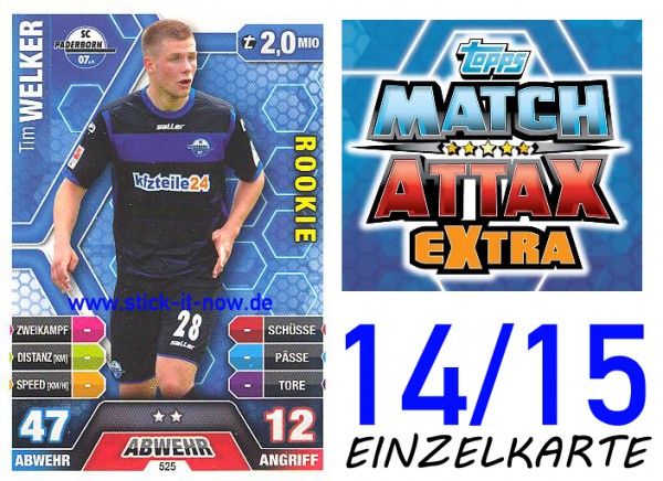 Match Attax 14/15 EXTRA -Tim WELKER - SC Paderborn - Nr. 525 (ROOKIE)