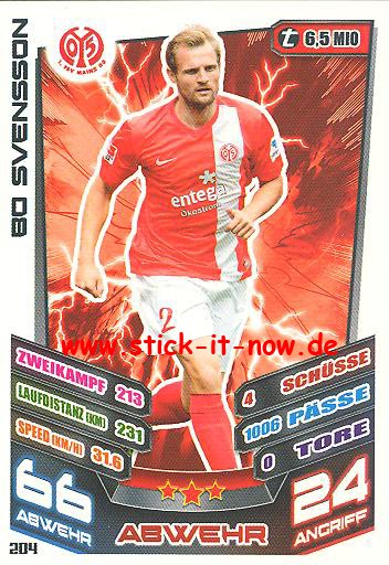 Match Attax 13/14 - FSV Mainz 05 - Bo Svensson - Nr. 204