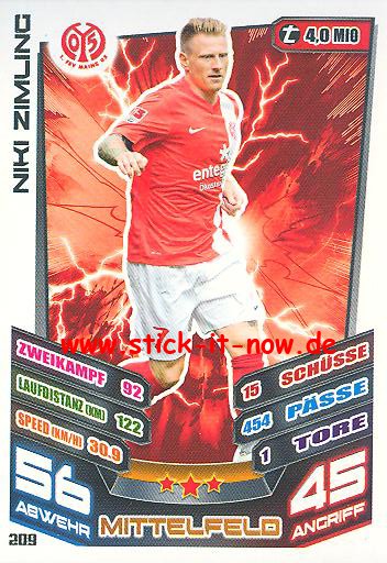 Match Attax 13/14 - FSV Mainz 05 - Niki Zimling - Nr. 209