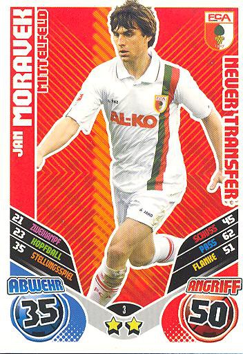 Match Attax 11/12 Extra - JAN MORAVEK - FC Augsburg - Neuer Transfer - Nr. 3