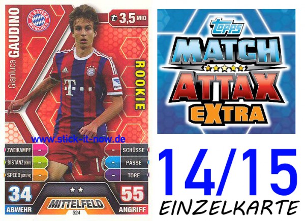 Match Attax 14/15 EXTRA - Gianluca GAUDINO - Bayern München - Nr. 524 (ROOKIE)