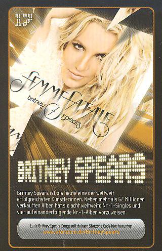 Starzone Sammelkarte - BRITNEY SPEARS - Rewe - Nr. 17