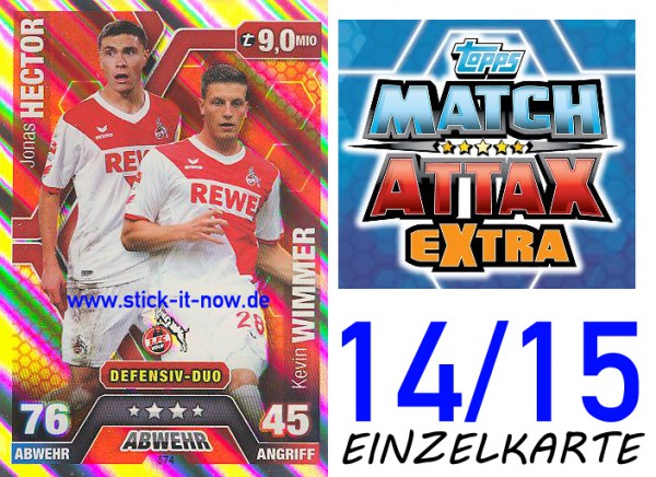 Match Attax 14/15 EXTRA - HECTOR & WIMMER - 1. FC Köln - Nr. 574 (DUO-KARTE)