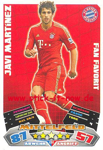 Match Attax 12/13 EXTRA - Javi Martinez - FC Bayern München - FAN FAVORIT - Nr. 464