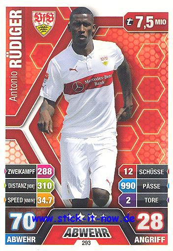 Match Attax 14/15 - Antonio RÜDIGER - VfB Stuttgart - Nr. 293