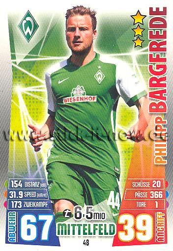 Match Attax 15/16 - Philipp BARGFREDE - SV Werder Bremen - Nr. 48