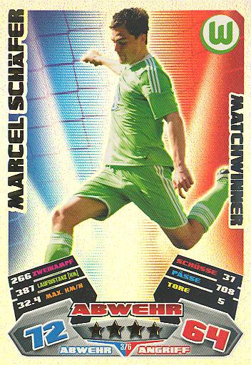 Match Attax 12/13 - Matchwinner - Marcel Schäfer - VfL Wolfsburg - Nr. 376