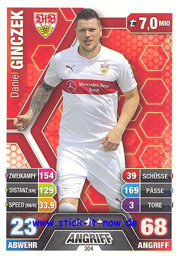 Match Attax 14/15 - Daniel GINCZEK - VfB Stuttgart - Nr. 304