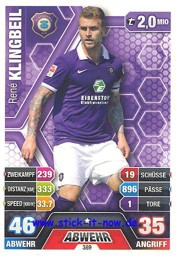 Match Attax 14/15 - René KLINGBEIL - FC Erzgebirge Aue - Nr. 389