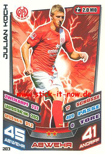 Match Attax 13/14 - FSV Mainz 05 - Julian Koch - Nr. 203