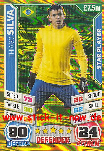 Match Attax "World Stars WM 2014" - THIAGO SILVA - Star-Player - Nr. 36