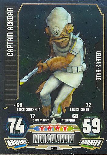 Force Attax - Serie 3 - STAR KARTE - Captain Ackbar - Nr. 200