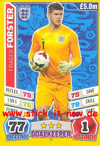 Match Attax "World Stars WM 2014" - FRASER FORSTER - Nr. 77