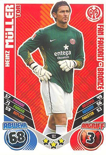 Match Attax 11/12 Extra - HEINZ MÜLLER - FSV MAINZ 05 - Fan Favorit-Bronze - Nr. 102