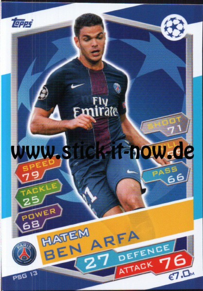 Match Attax Champions League 16/17 - Nr. PSG 13