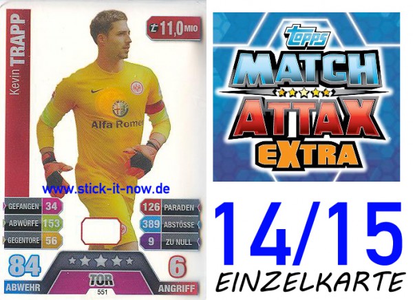 Match Attax 14/15 EXTRA - Kevin TRAPP - Ein. Frankfurt - Nr. 551 (CAP-KARTE)