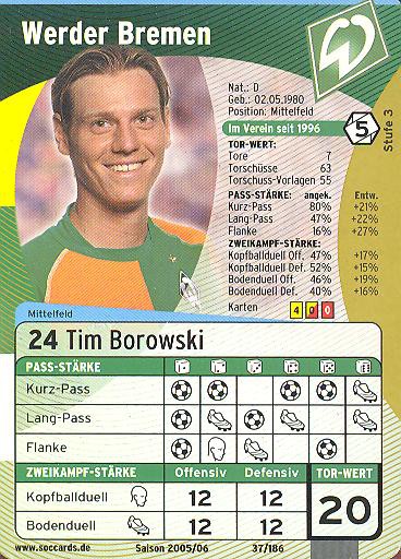 SocCards 05/06 - SV Werder Bremen - Tim Borowski - Nr. 37/186