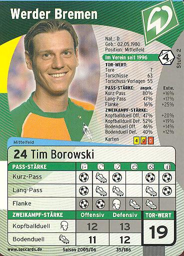 SocCards 05/06 - SV Werder Bremen - Tim Borowski - Nr. 35/186