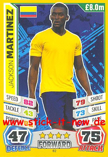 Match Attax "World Stars WM 2014" - JACKSON MARTINEZ - Nr. 62