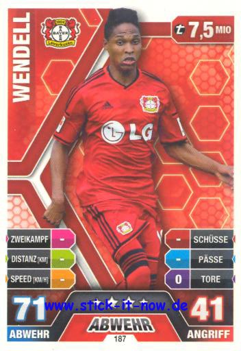 Match Attax 14/15 - WENDELL - Bayer Leverkusen - Nr. 187