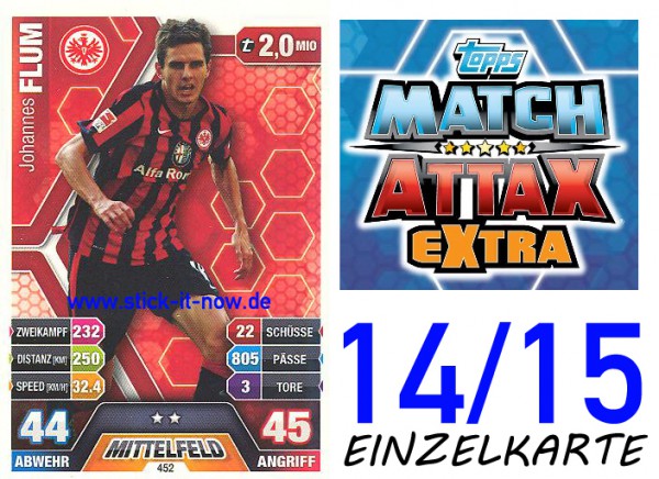Match Attax 14/15 EXTRA - Johannes FLUM - Ein. Frankfurt - Nr. 452