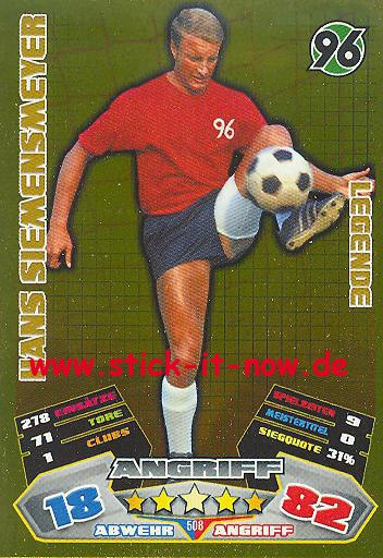 Match Attax 12/13 EXTRA - Hans Siemensmeyer - Hannover 96 - LEGENDE - Nr. 508