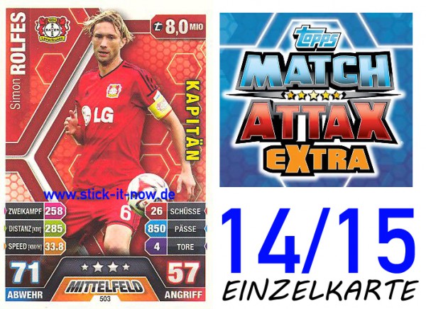 Match Attax 14/15 EXTRA - Simon ROLFES - Bayer 04 Leverkusen - Nr. 503 (KAPITÄN)