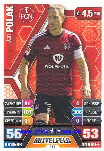 Match Attax 14/15 - Jan POLAK - 1. FC Nürnberg - Nr. 431