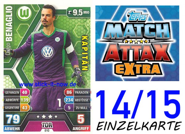 Match Attax 14/15 EXTRA - Diego BENAGLIO - VfL Wolfsburg - Nr. 510 (KAPITÄN)