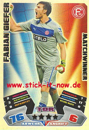 Match Attax 12/13 EXTRA - Fabian Giefer - Fortuna Düsseldorf - MATCHWINNER - Nr. 472