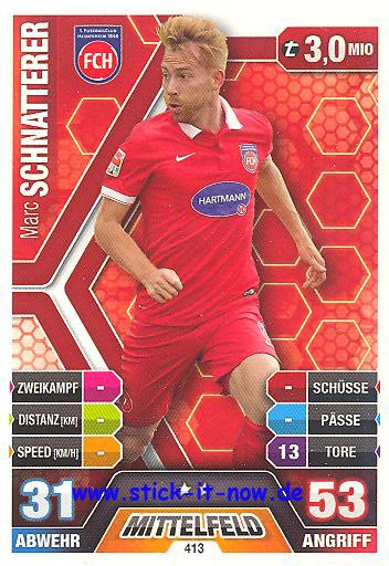 Match Attax 14/15 - Marc SCHNATTERER - 1. FC Heidenheim 1846 - Nr. 413