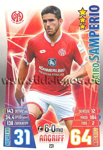 Match Attax 15/16 - Jairo SAMPERIO - FSV Mainz 05 - Nr. 231