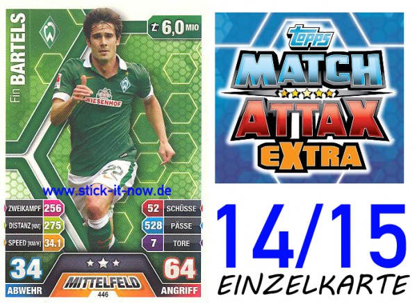 Match Attax 14/15 EXTRA - Fin BARTELS - Werder Bremen - Nr. 446