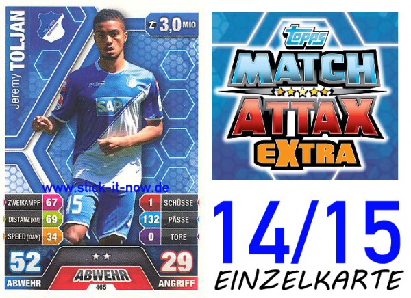 Match Attax 14/15 EXTRA - Jeremy TOLJAN - TSG Hoffenheim - Nr. 465