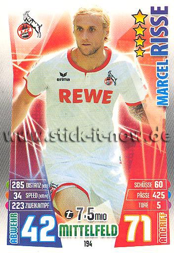 Match Attax 15/16 - Marcel RISSE - 1. FC Köln - Nr. 194