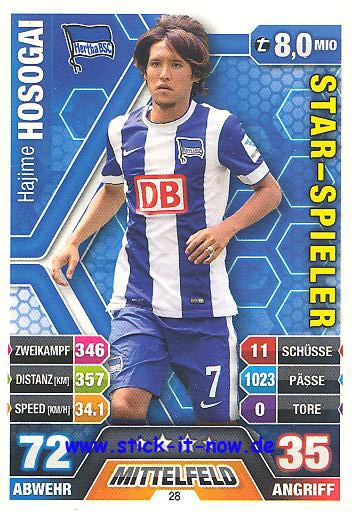 Match Attax 14/15 - Hajime HOSOGAI - Hertha BSC - Nr. 28 (Star-Spieler)