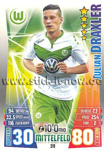 Match Attax 15/16 - Julian DRAXLER - VfL Wolfsburg - Nr. 319