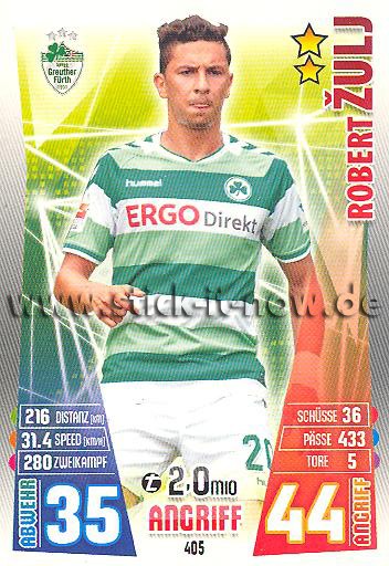 Match Attax 15/16 - Robert ZULJ - SPVGG Greuther Fürth - Nr. 405