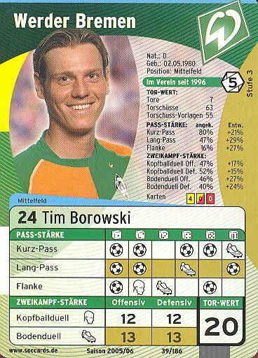 SocCards 05/06 - SV Werder Bremen - Tim Borowski - Nr. 39/186