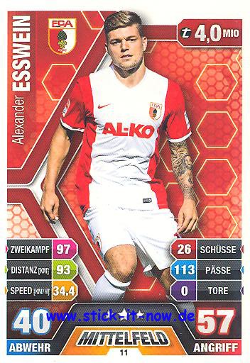 Match Attax 14/15 - Alexander ESSWEIN - FC Augsburg - Nr. 11