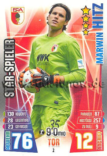 Match Attax 15/16 - Marwin HITZ - FC Augsburg - Nr. 2