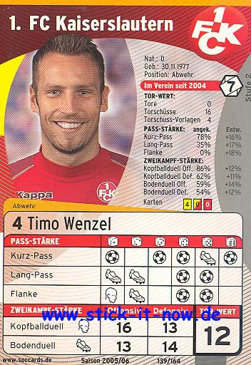 SocCards 05/06 - 1. FC K'lautern - Timo Wenzel - Nr. 139/164