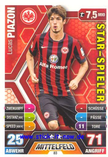 Match Attax 14/15 - Lucas PIAZON - Ein. Frankfurt - Nr. 83 (Star-Spieler)