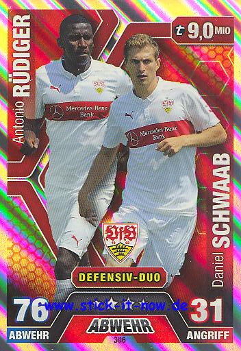 Match Attax 14/15 - RÜDIGER & SCHWAAB - VfB Stuttgart - Nr. 306 (Duo-Karte)