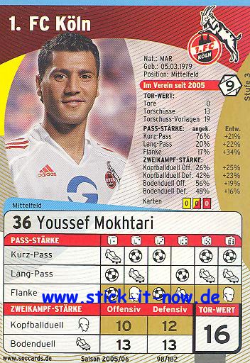 SocCards 05/06 - 1. FC Köln - Youssef Mokhtari - Nr. 98/182