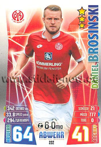 Match Attax 15/16 - Daniel BROSINSKI - FSV Mainz 05 - Nr. 222